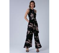 Religion Religion Black Crew Wide Leg Jumpsuit in Abstract Façade Print
