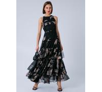 Religion Religion Black Full skirt Myla Maxi dress in abstract Façade print on soft mesh Black EU 46 (UK 18)
