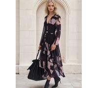 Religion Religion Black Infinity Long Sleeve Midi Dress With Handkerchief Hem In Hand Painted Prints Black 12