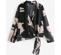 Religion Religion Black Infinity Wrap Top With Tie Front In Hand Painted Prints