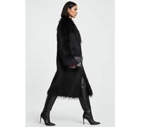 Religion Religion Black Long Haired Maxi Serenity Coat in Shaggy Soft Faux Fur