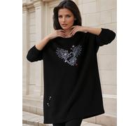 Religion Religion Black Love Casual Sweatshirt Tunic Dress With Contrast Embroidery Black EU 40 (UK 12)