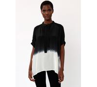 Religion Religion Black Oversized Blouse in Dip Dye With Tie Neck