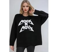 Religion Religion Black Oversized Rock N Roll Lightning Bolt Jumper in Soft Yarn