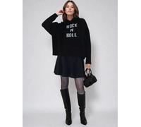 Religion Religion Black Rock N Roll Slogan Courtney Hoodie Jumper In Soft Yarn
