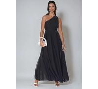 Religion Religion Black Sheer One Shoulder Maxi Dress With Full Skirt Black Sheer 10
