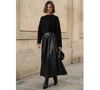 Religion Religion Black Sophie Full Maxi Skirt In Faux Leather With Pockets Black EU 40 - 42 (UK 12-14)