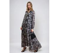 Religion Religion Black Sunset Tiered Maxi Dress In Dark Ditsy Floral Print Black EU 42 (UK 14)