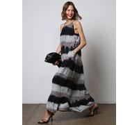 Religion Religion Black Unknown Maxi Dress In Tie Dye Stripe Dress Black EU 44 (UK 16)