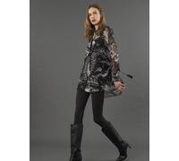 Religion Religion Black Zoe Oversized Long Line Shirt In Monochrome Floral Print Black EU 36 (UK 8)