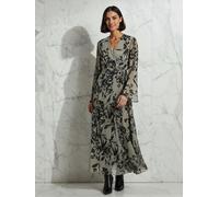 Religion Religion Brown Flash Maxi 2 Way Wrap Maxi Dress In Black Floral On Georgette Brown 44