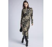Religion Religion Brown Long Sleeved Flint Jersey Dress With Drape Detail In Floral Print Brown EU 42 (UK 14)