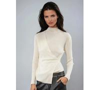 Religion Religion Cream Serena Draped Wrap Roll Neck Top In Lux Rib Knit