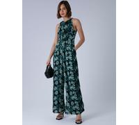 Religion Religion Green Crew Wide Leg Jumpsuit in Abstract Façade Print