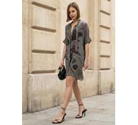 Religion Religion Green Diana Tunic Dress With Neck Tie In Dark Floral Placement Print Green EU 38 (UK 10)