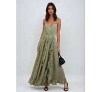 Religion Religion Green Kate Maxi Ruffle Dress With Spaghetti Straps Green EU 42 (UK 14)