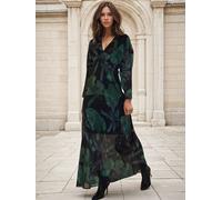 Religion Religion Green Lily Column Bias Cut Maxi Dress In Floral Print Green 14