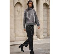 Religion Religion Grey Hailey Sequinned Roll Neck Jumper In Soft Yarn