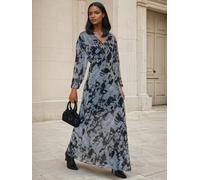 Religion Religion Grey Lily Column Bias Cut Maxi Dress In Abstract All Over Print Grey 38