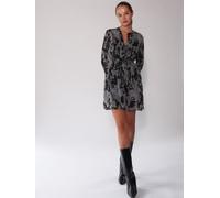 Religion Religion Grey Long Line Tunic Shirt Dress In Hand-Painted Prints Grey EU 44 (UK 16)
