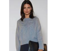 Religion Religion Grey Lucy Love Jumper In Soft Loose Knit With Love Embroidered Slogan