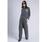 Religion Religion Grey Luscious Knitted Quiet Luxury Joggers with Skull & Crossbone Jacquard