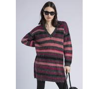 Religion Religion Grey Saint Jumper V-Neck Jumper Dress in Multistripe Grey EU 40 (UK 12)