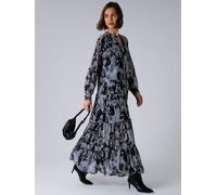 Religion Religion Grey Sunrise tiered maxi dress in grey abstract print with pocket Grey EU 34 (UK 6)