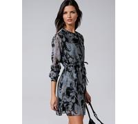 Religion Religion Grey Tory Button Through Kaftan Dress With Tie Waist Belt And Frill Detailing Grey EU 34 (UK 6)