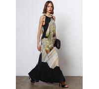 Religion Religion Multi Halterneck Maxi Dress With Large Floral Placement Print in Cupro Multi EU 46 (UK 18)