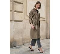 Religion Religion Natural Grace Oversized Faux Leather Trench Coat In Soft Neutral With Belt