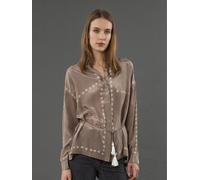 Religion Religion Natural Lola Long Line Shirt With Tie Waist In Beige Tie Dye Natural 46