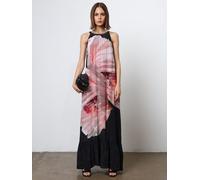 Religion Religion Pink Floral Print Halterneck Maxi Dress With Large Floral Placement Print in Cupro Pink Floral Print EU 42 (UK 14)