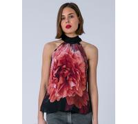 Religion Religion Pink Lauren Halter Neck Top With Long Sash In Beautiful Floral Print