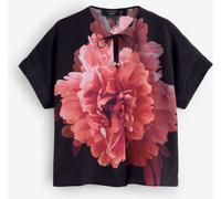 Religion Religion Pink Taylor Loose Blouse With Floral Placement Print And Neck Tie With Skull Charms