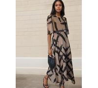 Religion Religion Solstice Tea Desk to Dinner Dress with Crew Neck Print Écru 36