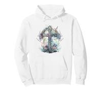 Religious Faith Hope and Love Christian Cross with Flowers Sweat à Capuche