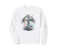 Religious Faith Hope and Love Christian Cross with Flowers Sweatshirt