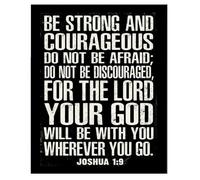 Religious Gifts for Men - Be Strong & Courageous Metal Sign, Christian Scripture Wall Art for Father’s Day, Birthday or Office Decor(Unframed,08x12inch(20x30cm))
