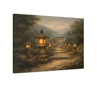 Religious Torii Gate Japanese Garden Path - Canvas Wall Art Print 30×20 inch (75×50 cm) - Horizontal / 1.25 inch (3 cm)