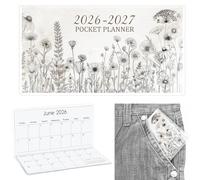 ReliThick Calendrier de poche 2025-2026 de 17,8 x 16,5 cm pour sac à main, petit planificateur mensuel, carnet de notes, calendrier de poche, bloc-notes, cadeau pour femme, maman, amie, enseignante