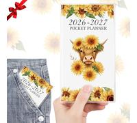 ReliThick Calendrier de poche 2026-2027 pour sac à main, petit planificateur mensuel pour femme, planificateur de poche hebdomadaire, carnet de notes, cadeau de Noël, Nouvel An, sœur, amie, femme