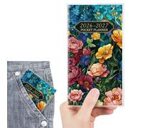 ReliThick Calendrier de poche 2026-2027 pour sac à main, petit planificateur mensuel pour femme, planificateur de poche hebdomadaire, attrape-soleil, journal floral, carnet de notes, cadeau de Noël