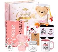 ReliThick Lot de 10 cadeaux de remise de diplôme 2024 pour lui, elle, félicitations, diplômé comprenant une couverture de remise de diplôme, une carte d'ours, des chaussettes, une tasse, un