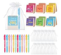 ReliThick Lot de 12 mini calendriers de bureau 2026 avec stylo à bille, petit calendrier et sacs d'emballage cadeau, cadeaux de remerciement pour collègues, amis, famille (style classique)