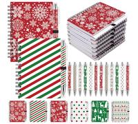 ReliThick Lot de 24 stylos et bloc-notes classiques pour cadeaux de Noël | Cadeaux de Noël, carnets de notes de Noël, stylos à bille pour Noël, fournitures de fête, bureau, enseignant, collègue