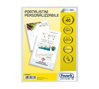 Reliure à anneaux Favorit avec enveloppes fixes et pochette frontale personnalisable - 40 feuilles transparentes - 15x21 cm A5