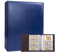 Reliure A4 3 anneaux avec 30 pages de 180 Pochettes, carnet de Collection en cuir PU, Pour Collectionner les Euros, l'argent en Papier, les Devises étrangères et les Coupons