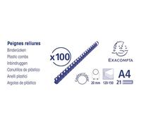 Reliures spirales plastique - EXACOMPTA - 75601E - 20 mm - Noir - Boîte 100