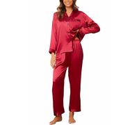 Reliwel Ensemble de Pyjama Femme en Satin de Soie Pyjama à Manches Longues Boutonné